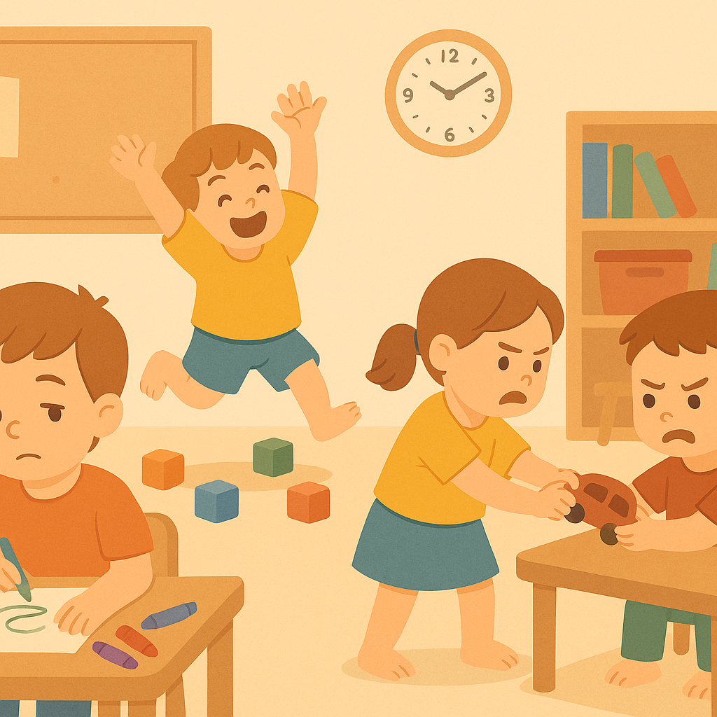 short attention span, high energy and aggression