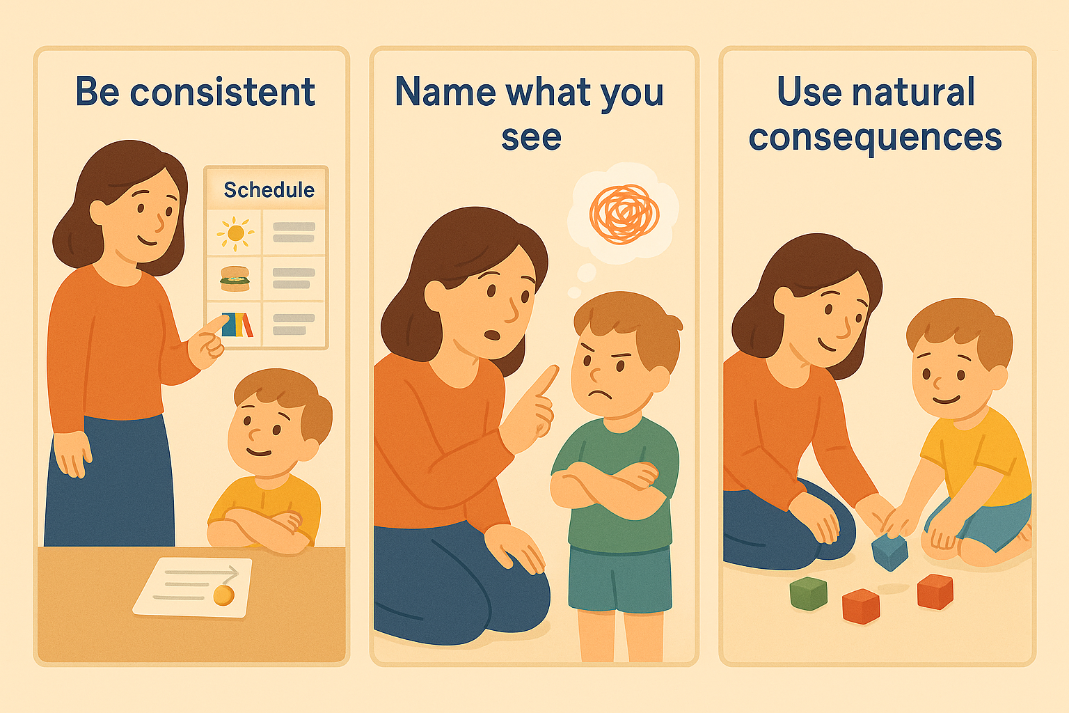 Be consistent, Name what you see, Use natural consequences